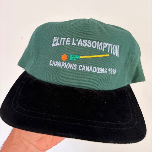 Vintage 2 tone Elite L'ASSOMPTION 1998 Ballon Bali Dad hat strapback green black - Picture 1 of 6